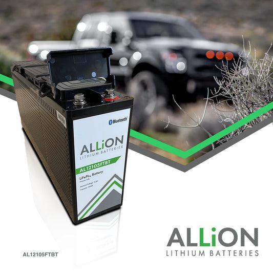 12 VOLT 105 AMP HOUR ALLION SLIMLINE LITHIUM DEEP CYCLE BATTERY - BLUETOOTH MODEL